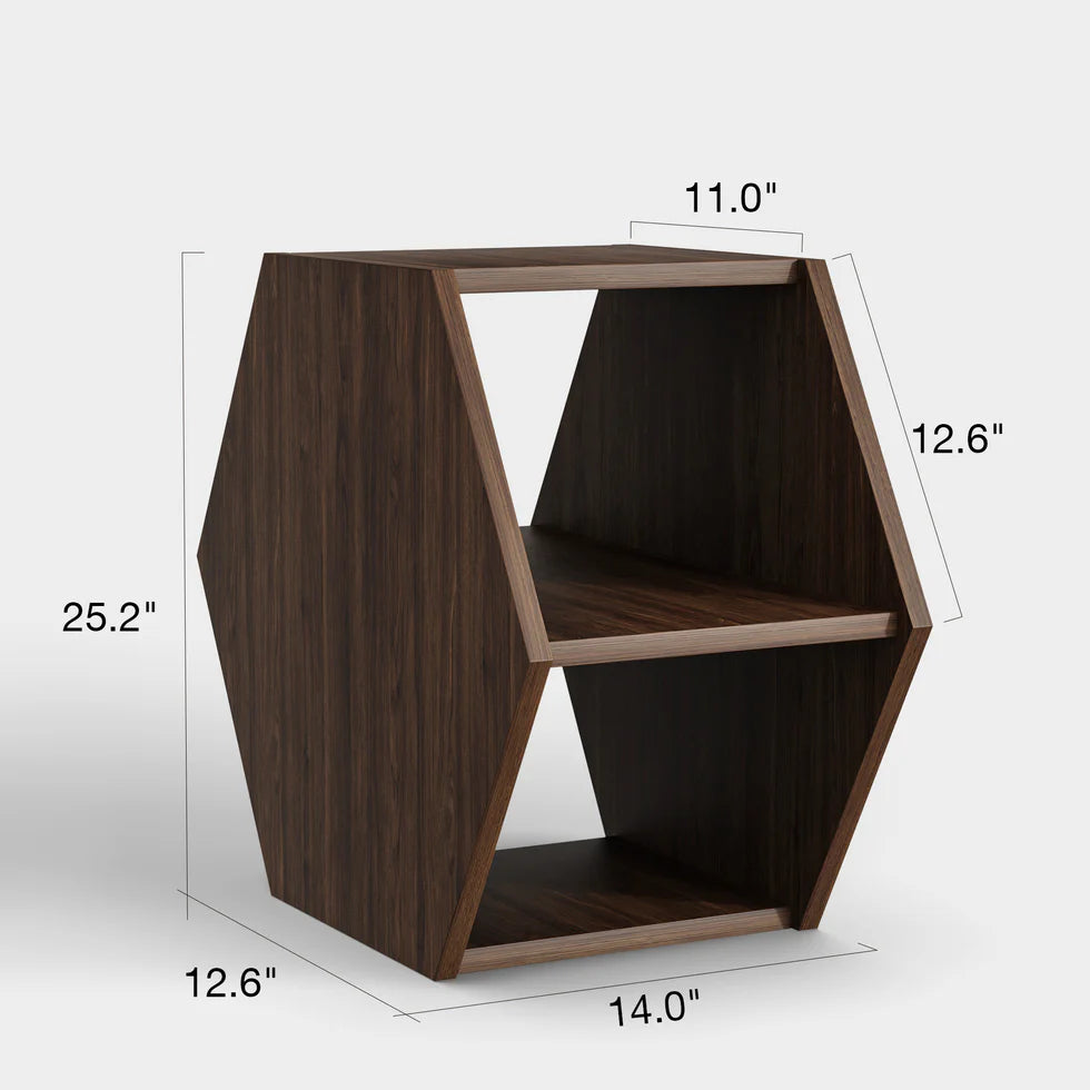 Hexagonal Multifunctional End Table with Open Storage