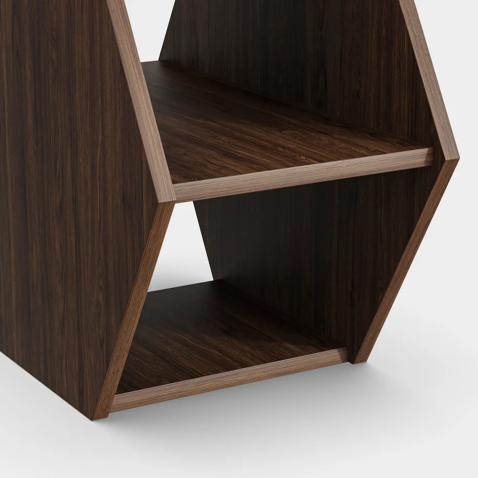 Hexagonal Multifunctional End Table with Open Storage