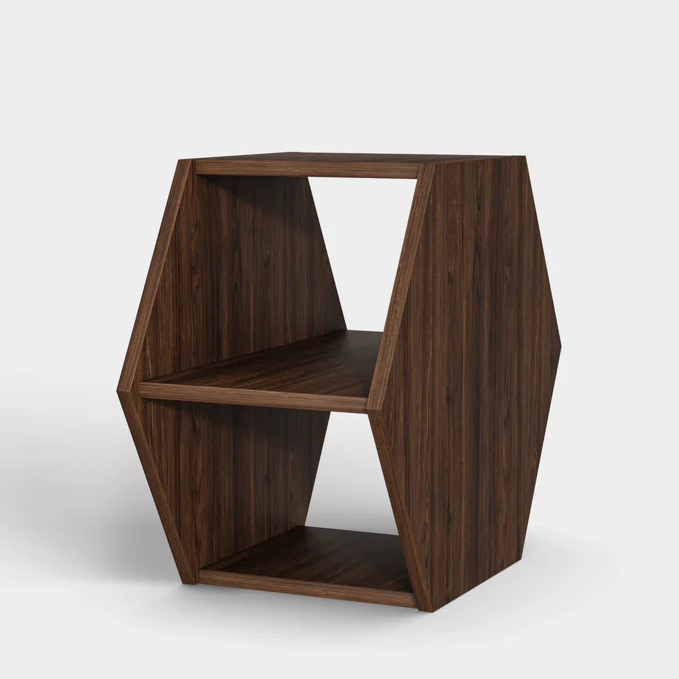 Hexagonal Multifunctional End Table with Open Storage