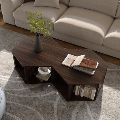 Hexagonal Multifunctional End Table with Open Storage